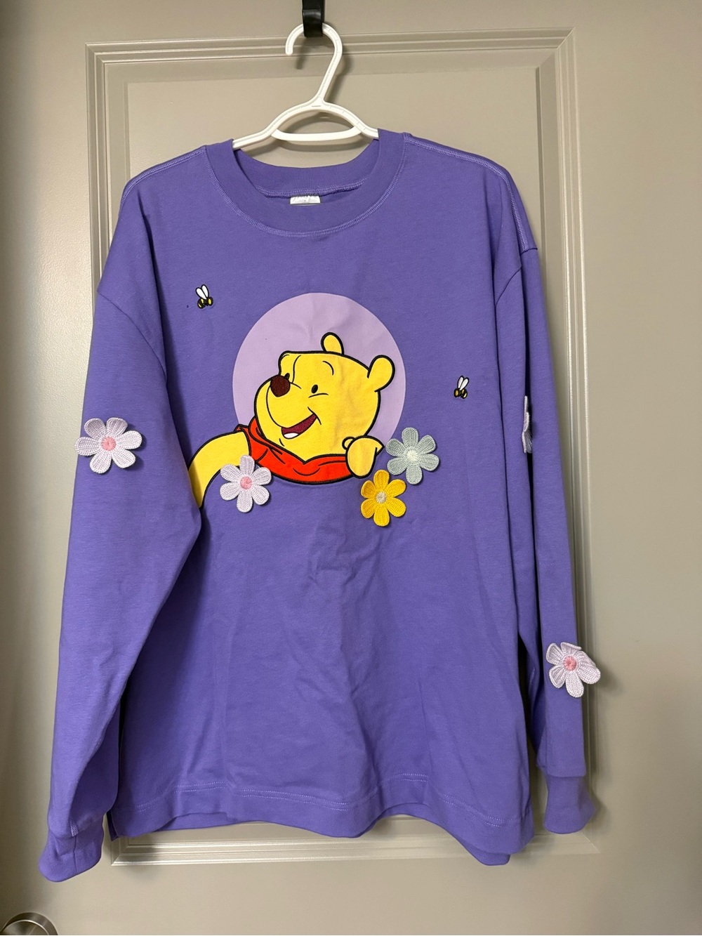 Disney Purple Winnie the Pooh Floral Appliqué Sweatshirt